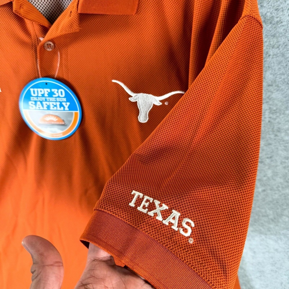 Columbia PFG Texas Longhorns Perfect Cast Polo Shirt Men Large Orange Mesh Lined - Picture 8 of 12